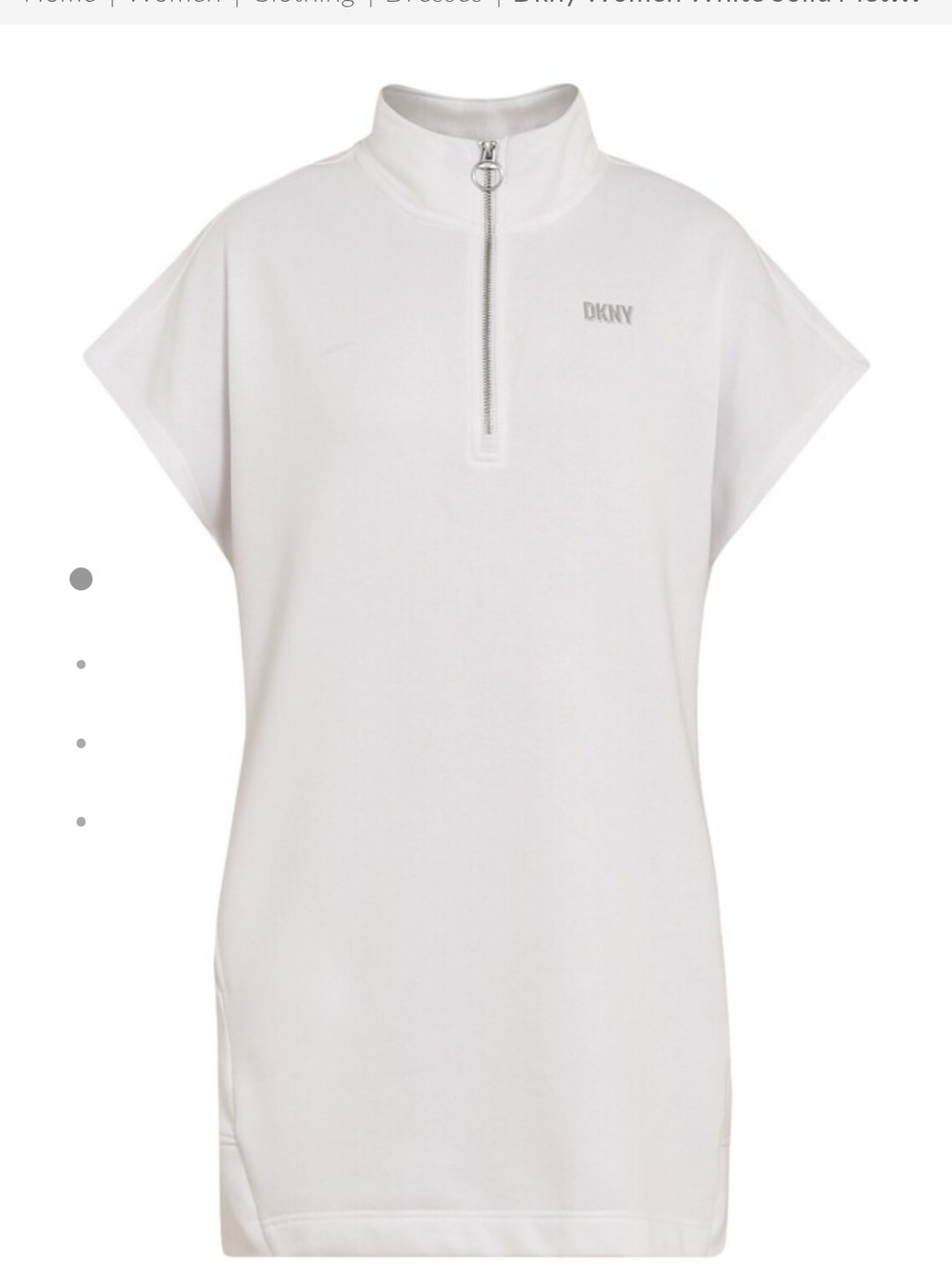 DKNY White Short Sleeve Half-Zip Pullover Sport Dress - Size S NWOT